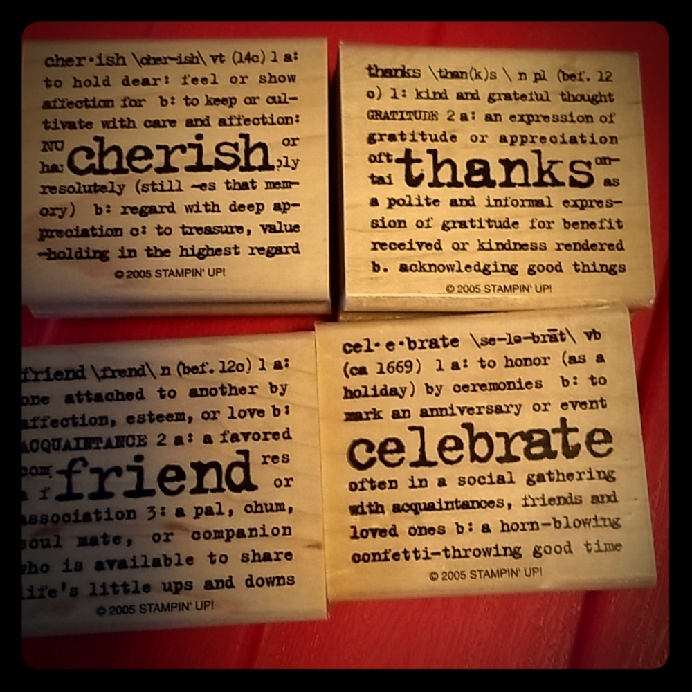 4 Assorted Rubber Stamps Set Friend Thanks ++